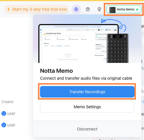 Sync recordings to Notta Web